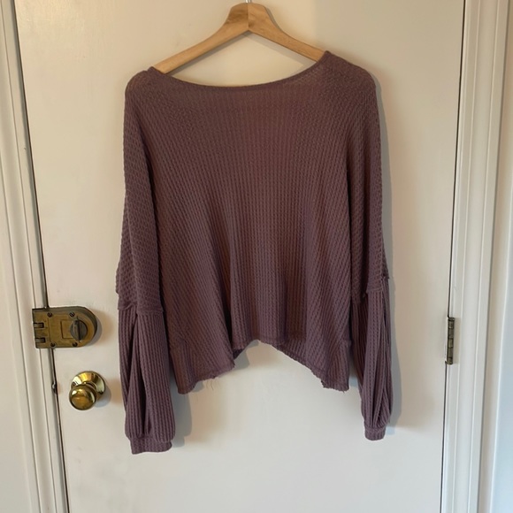 abound open back long sleeve waffle top - Picture 2 of 4
